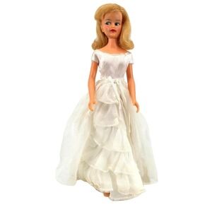 Vintage Ideal Misty Doll Blonde 12" Bridal Dress 1965
